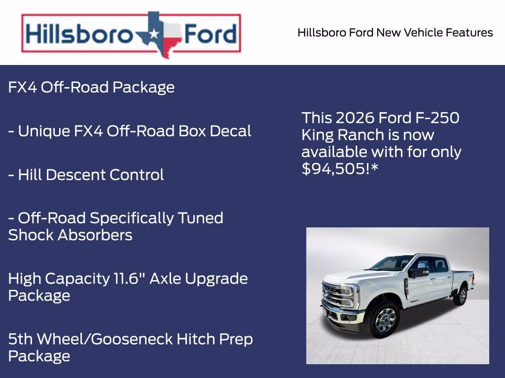 2026 Star White Metallic Tri-Coat Ford Super Duty F-250 SRW King Ranch 4X4 Truck