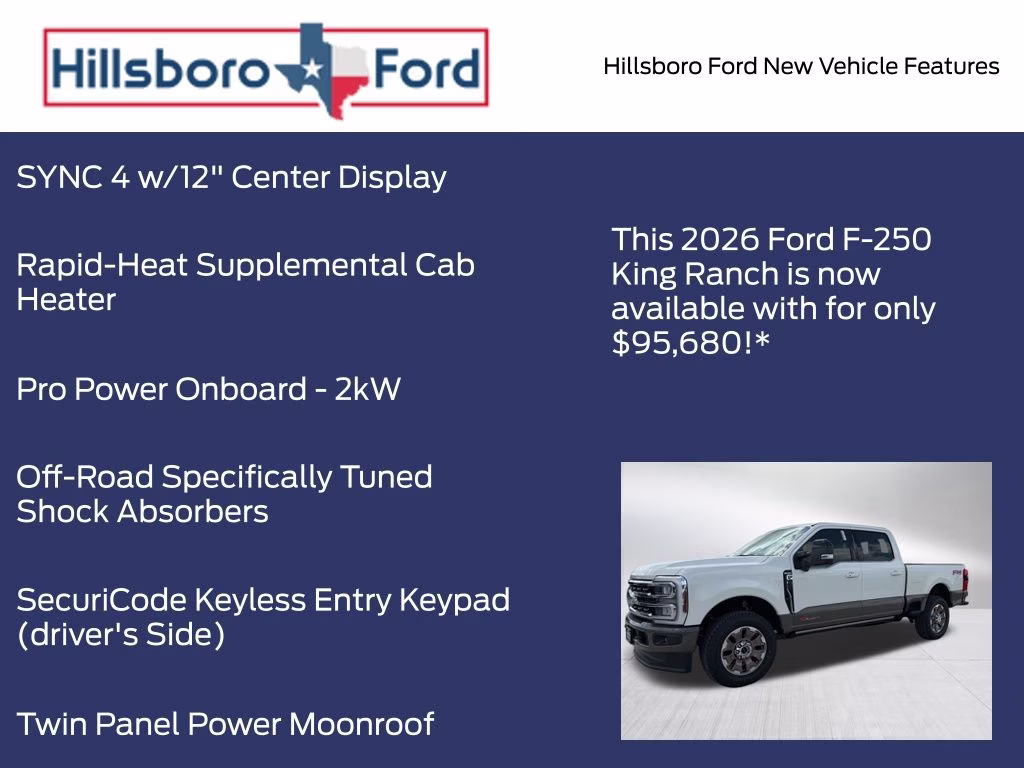 2026 Star White Metallic Tri-Coat Ford Super Duty F-250 SRW King Ranch 4X4 Truck