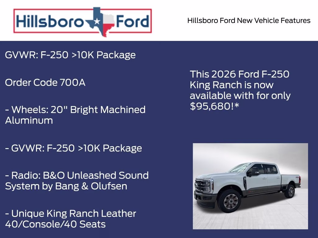 2026 Star White Metallic Tri-Coat Ford Super Duty F-250 SRW King Ranch 4X4 Truck