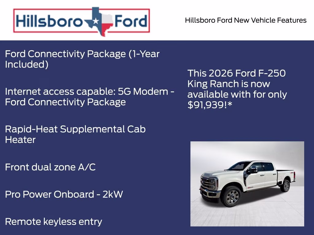 2026 Star White Metallic Tri-Coat Ford Super Duty F-250 SRW King Ranch 4X4 Truck