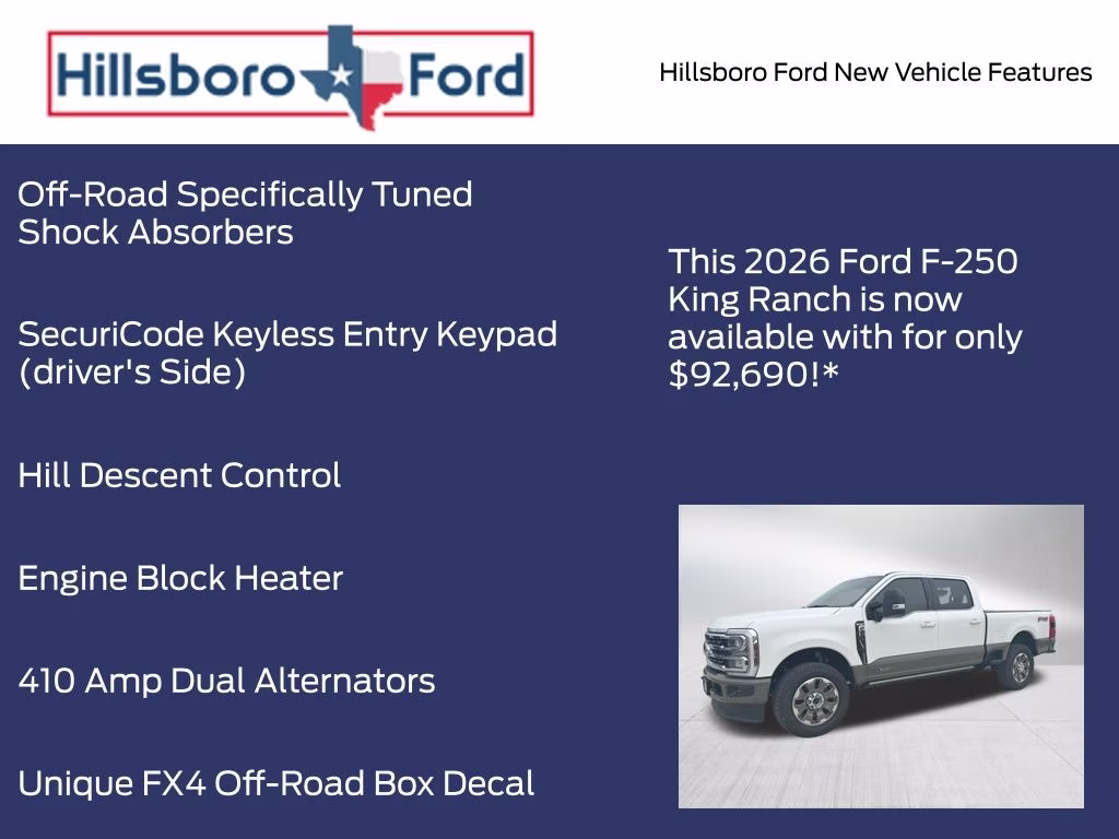 2026 Star White Metallic Tri-Coat Ford Super Duty F-250 SRW King Ranch 4X4 Truck