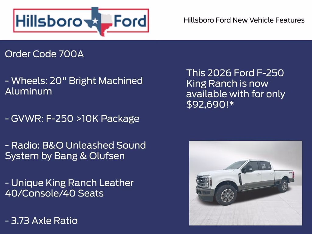 2026 Star White Metallic Tri-Coat Ford Super Duty F-250 SRW King Ranch 4X4 Truck