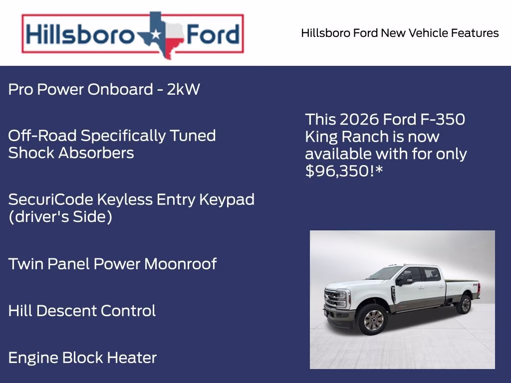 2026 Star White Metallic Tri-Coat Ford Super Duty F-350 SRW King Ranch 4X4 Truck