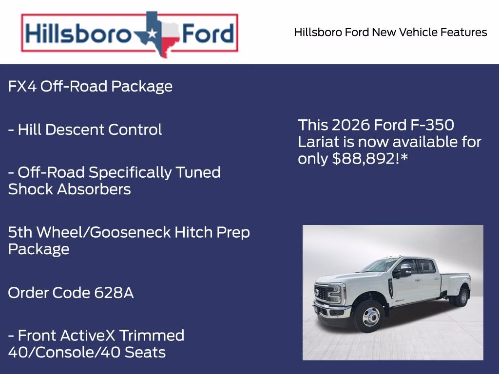 2026 Oxford White Ford Super Duty F-350 DRW Lariat 4X4 Truck