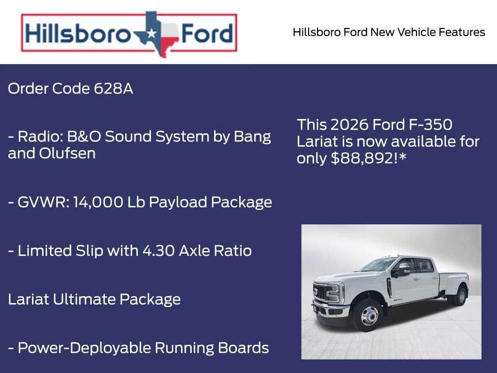 2026 Oxford White Ford Super Duty F-350 DRW Lariat 4X4 Truck