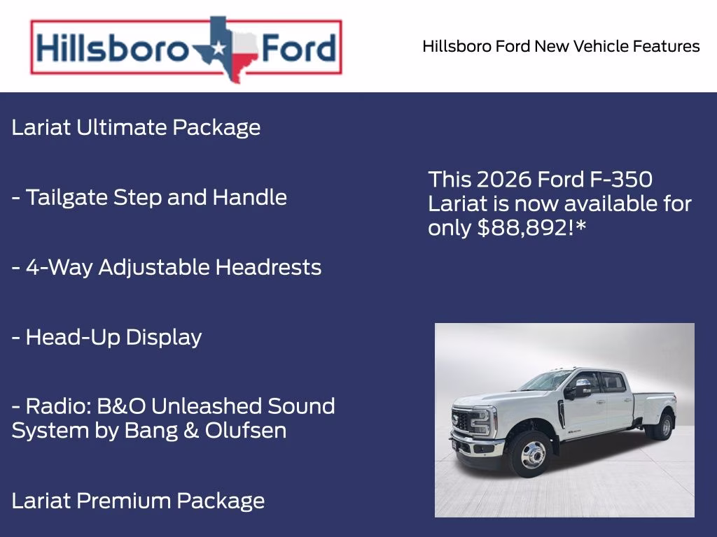 2026 Oxford White Ford Super Duty F-350 DRW Lariat 4X4 Truck
