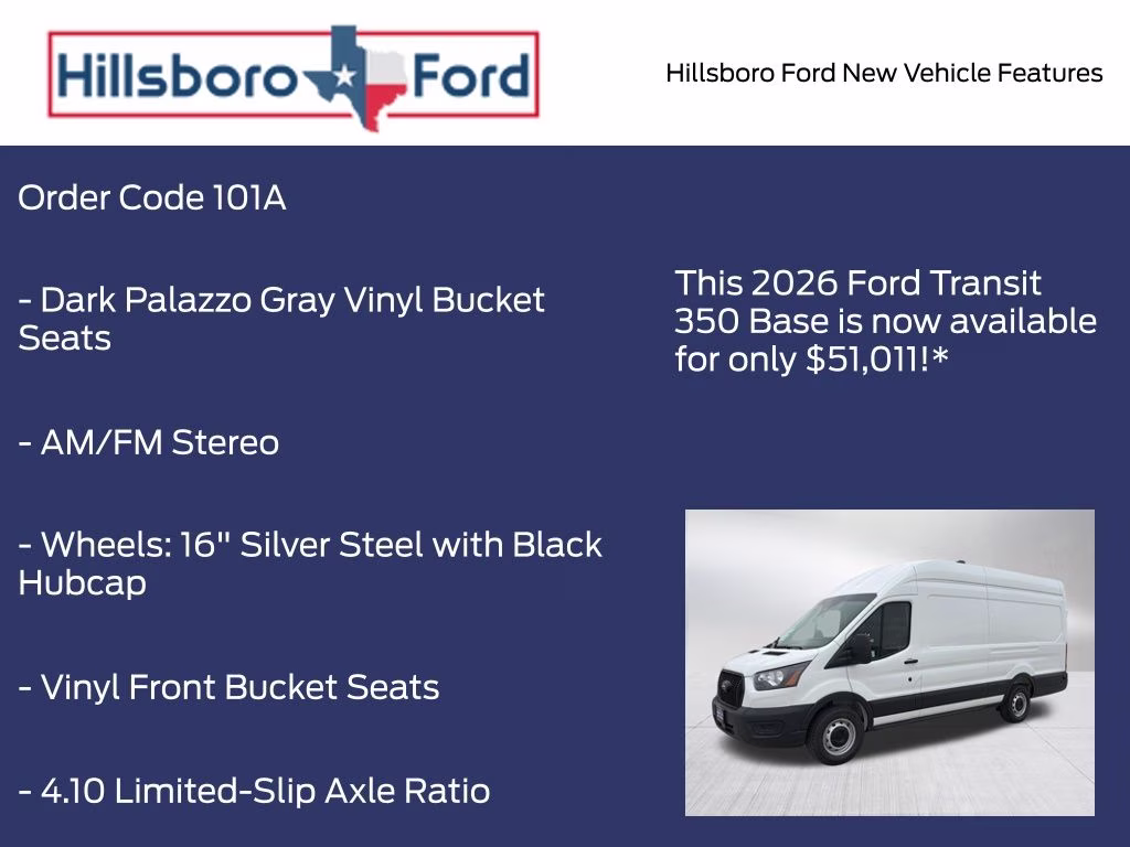 2026 Oxford White Ford Transit-350 Base RWD Van