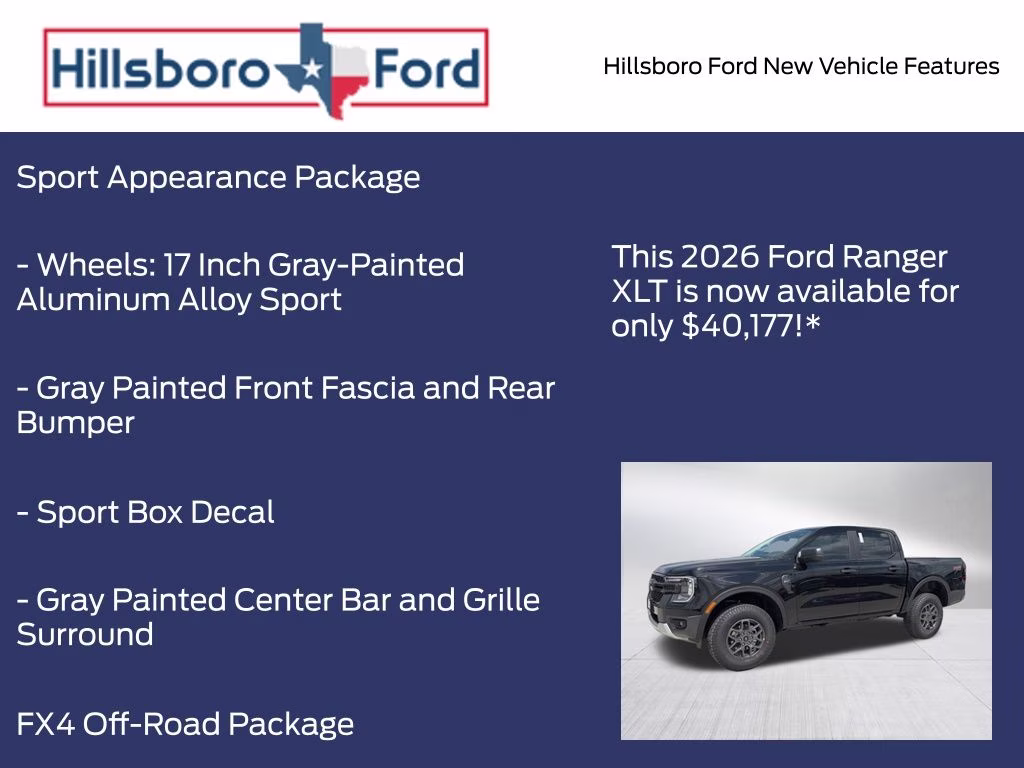 2026 Shadow Black Ford Ranger XLT 4X4 Truck
