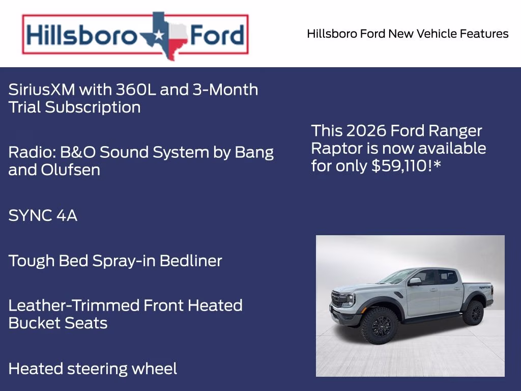 2026 Avalanche Ford Ranger Raptor 4X4 Truck