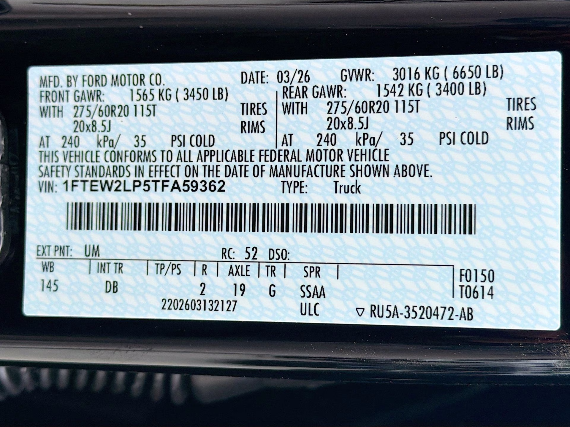 2026 Agate Black Metallic Ford F-150 STX 4X4 Truck