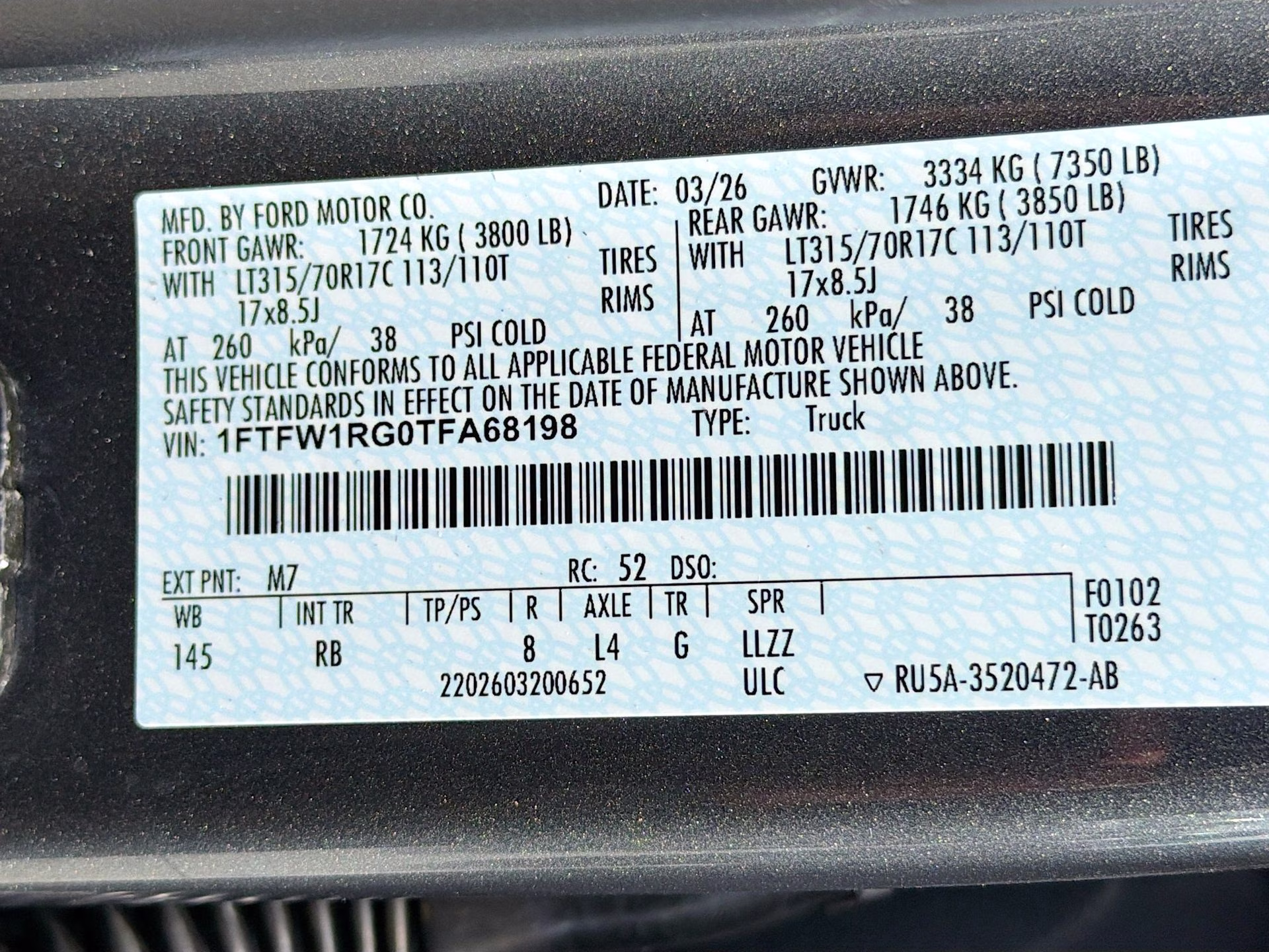 2026 Carbonized Gray Metallic Ford F-150 Raptor 4X4 Truck