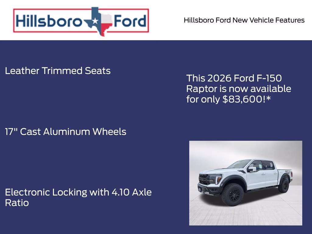 2026 Oxford White Ford F-150 Raptor 4X4 Truck