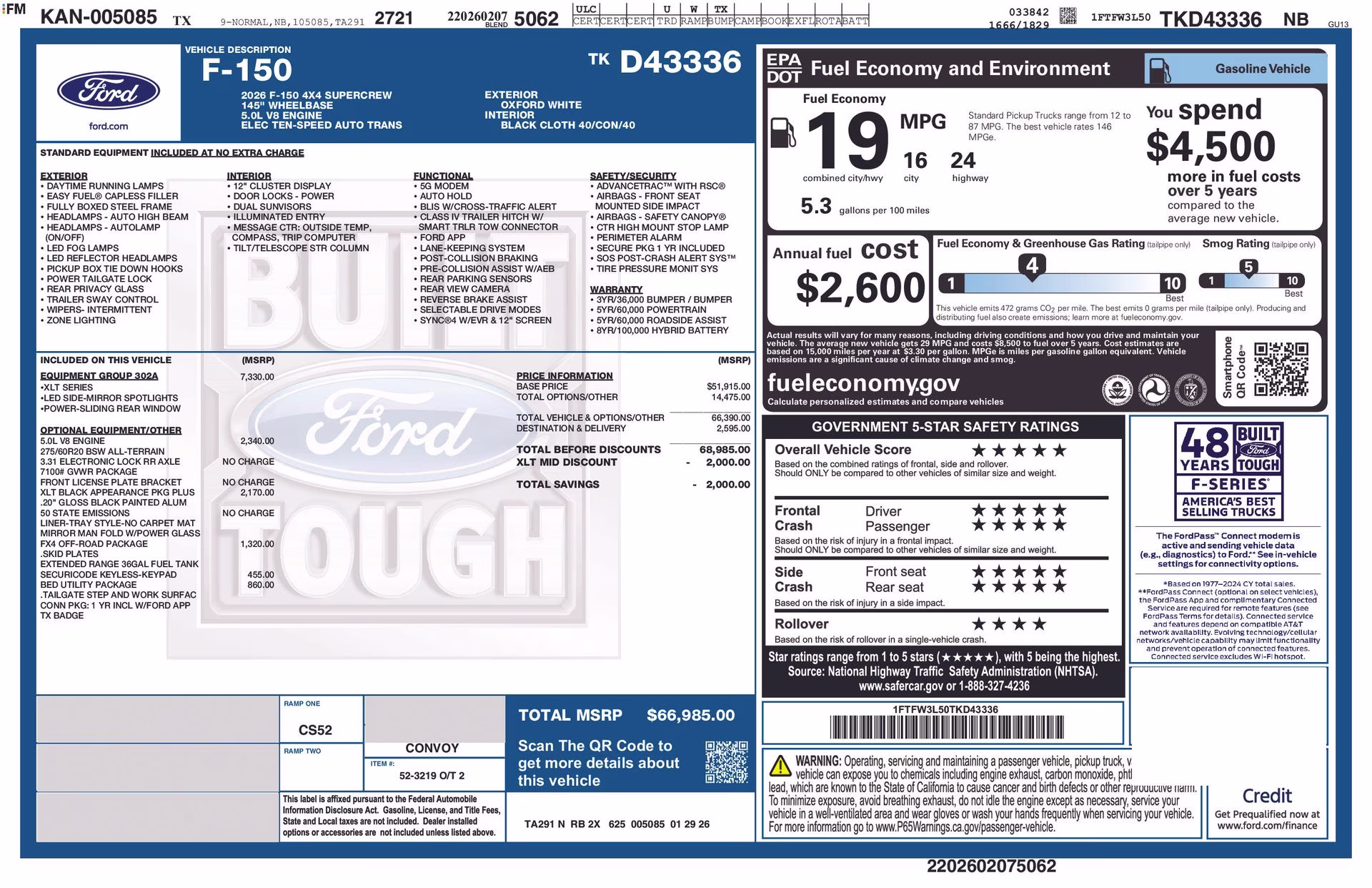 2026 Oxford White Ford F-150 XLT 4X4 Truck