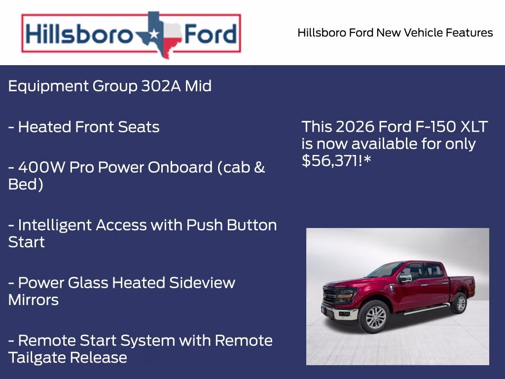 2026 Ruby Red Metallic Tinted Clearcoat Ford F-150 XLT 4X4 Truck