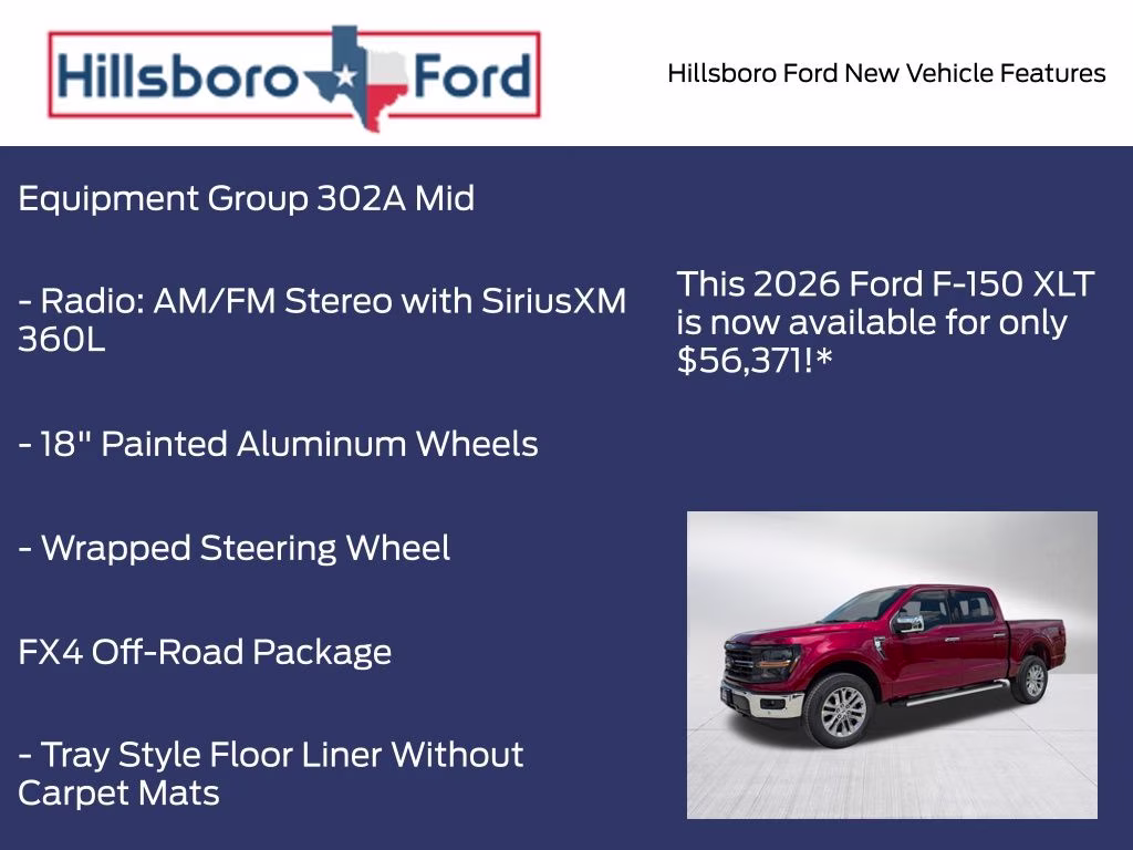 2026 Ruby Red Metallic Tinted Clearcoat Ford F-150 XLT 4X4 Truck