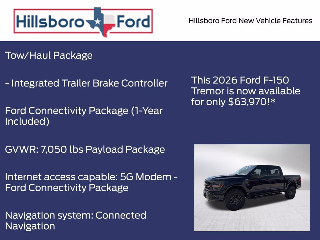 2026 Antimatter Blue Metallic Ford F-150 Tremor 4X4 Truck