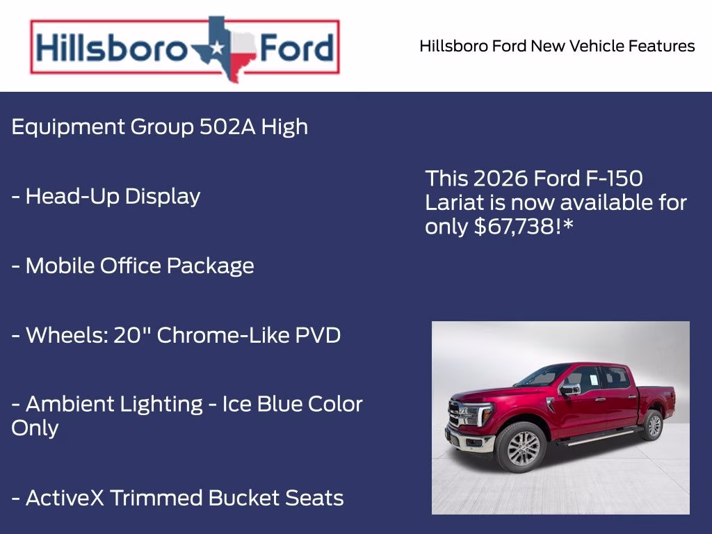 2026 Ruby Red Metallic Tinted Clearcoat Ford F-150 Lariat 4X4 Truck
