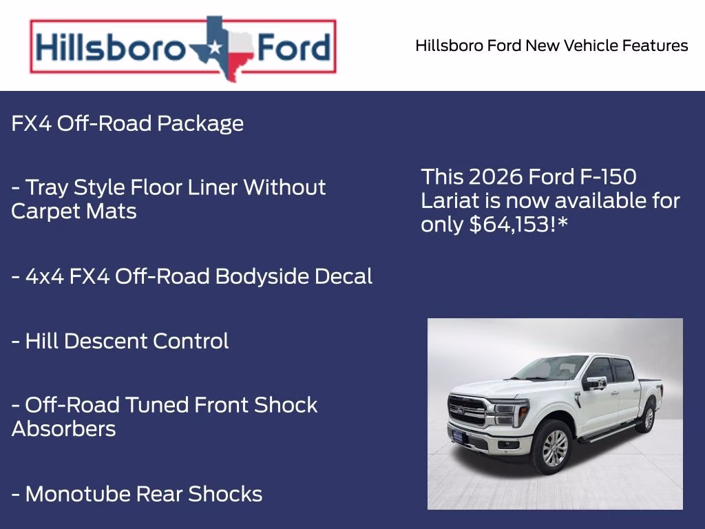 2026 Star White Metallic Tri-Coat Ford F-150 Lariat 4X4 Truck