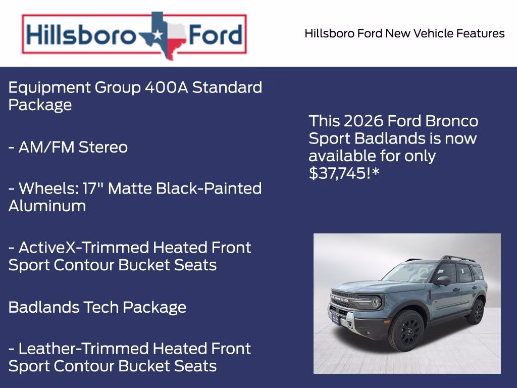 2026 Azure Gray Metallic Tri-Coat Ford Bronco Sport Badlands 4X4 SUV