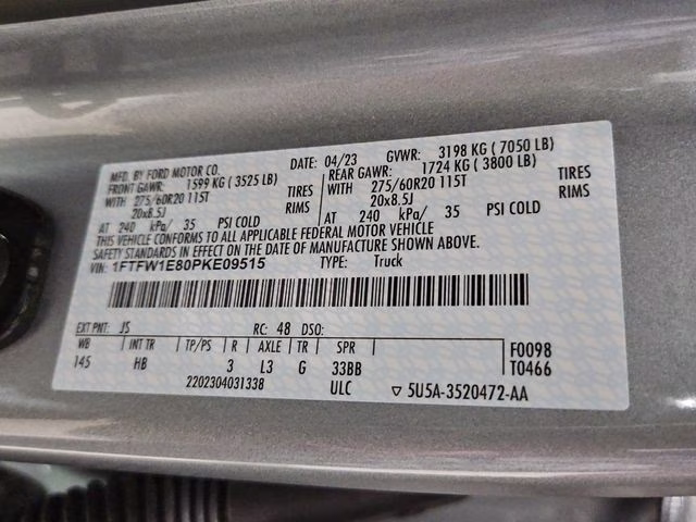 2023 Iconic Silver Metallic Ford F-150 Lariat 4X4 Truck