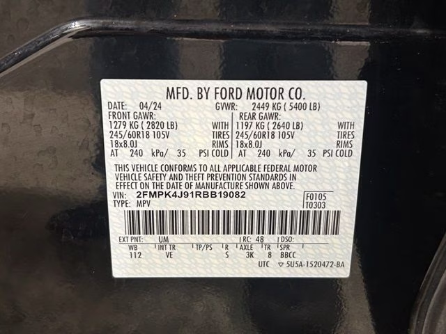 2024 Agate Black Metallic Ford Edge SEL AWD SUV