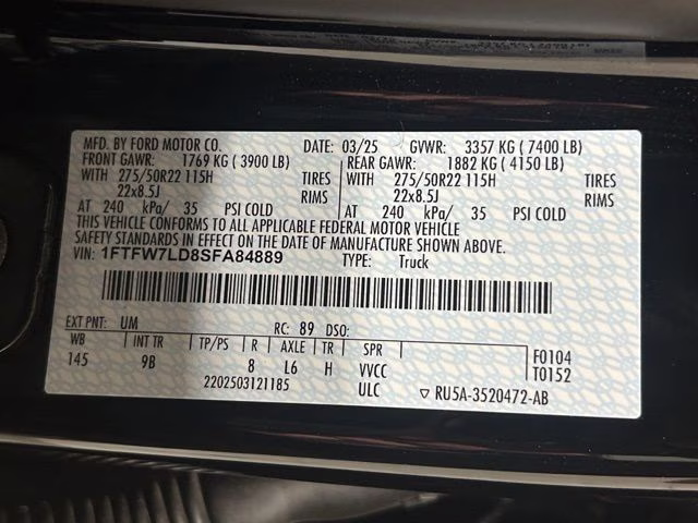 2025 Agate Black Metallic Ford F-150 Platinum 4X4 Truck