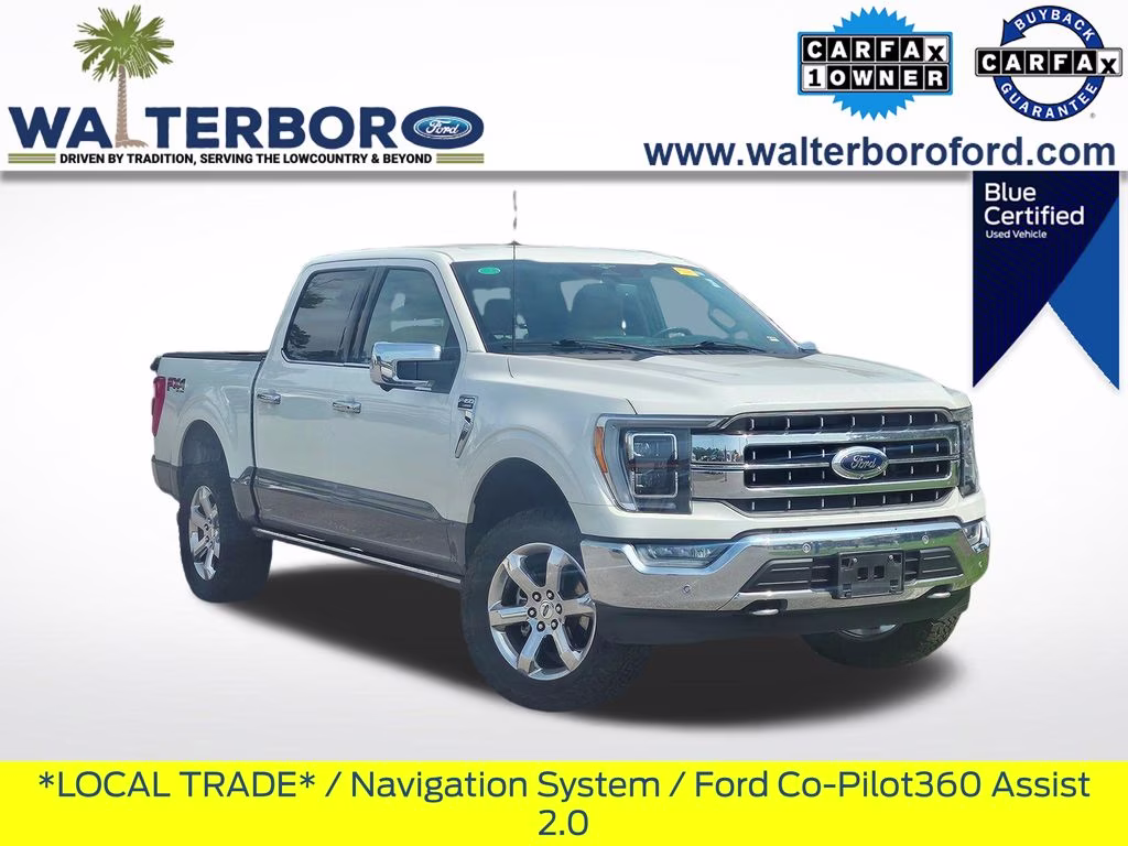 2023 Star White Metallic Tri-Coat Ford F-150 Lariat 4X4 Truck