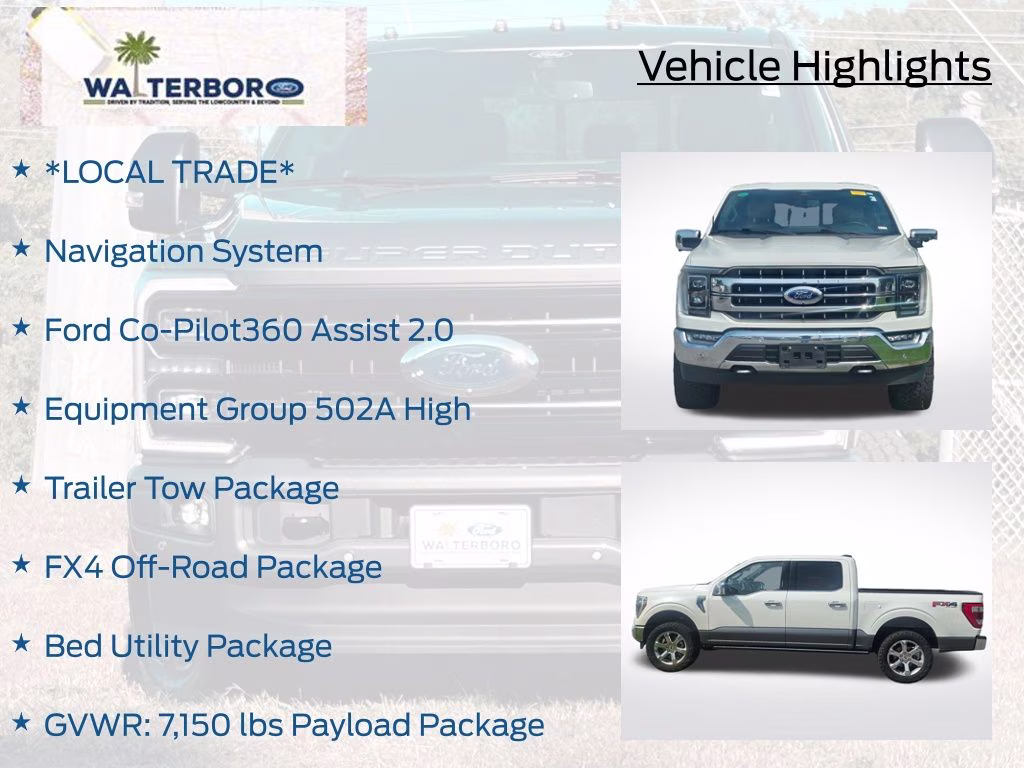 2023 Star White Metallic Tri-Coat Ford F-150 Lariat 4X4 Truck