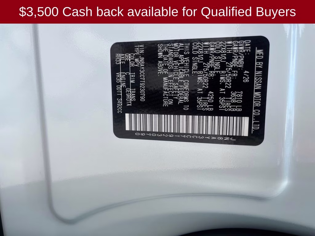 2026 Everest White Pearl Tricoat Nissan Armada Platinum Reserve 4X4 SUV