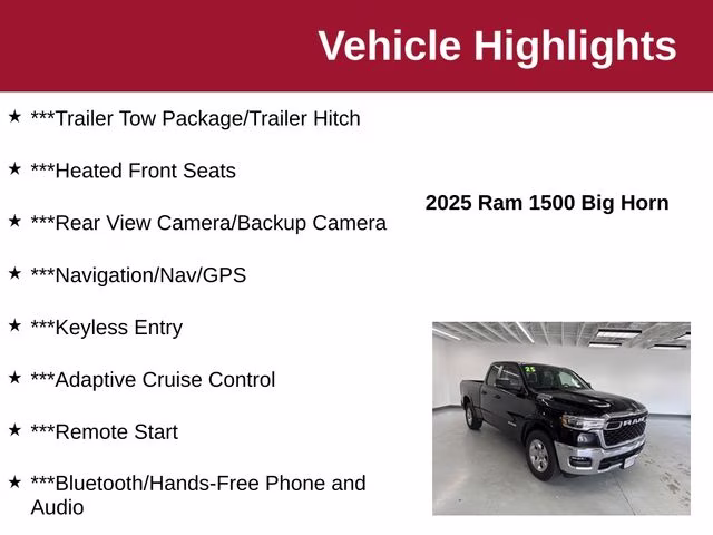 2025 Diamond Black Crystal Pearlcoat Ram 1500 Big Horn 4X4 Truck