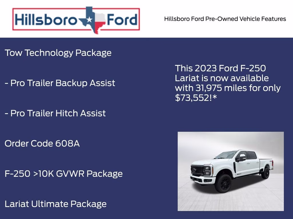 2023 Oxford White Ford Super Duty F-250 SRW Lariat 4X4 Truck
