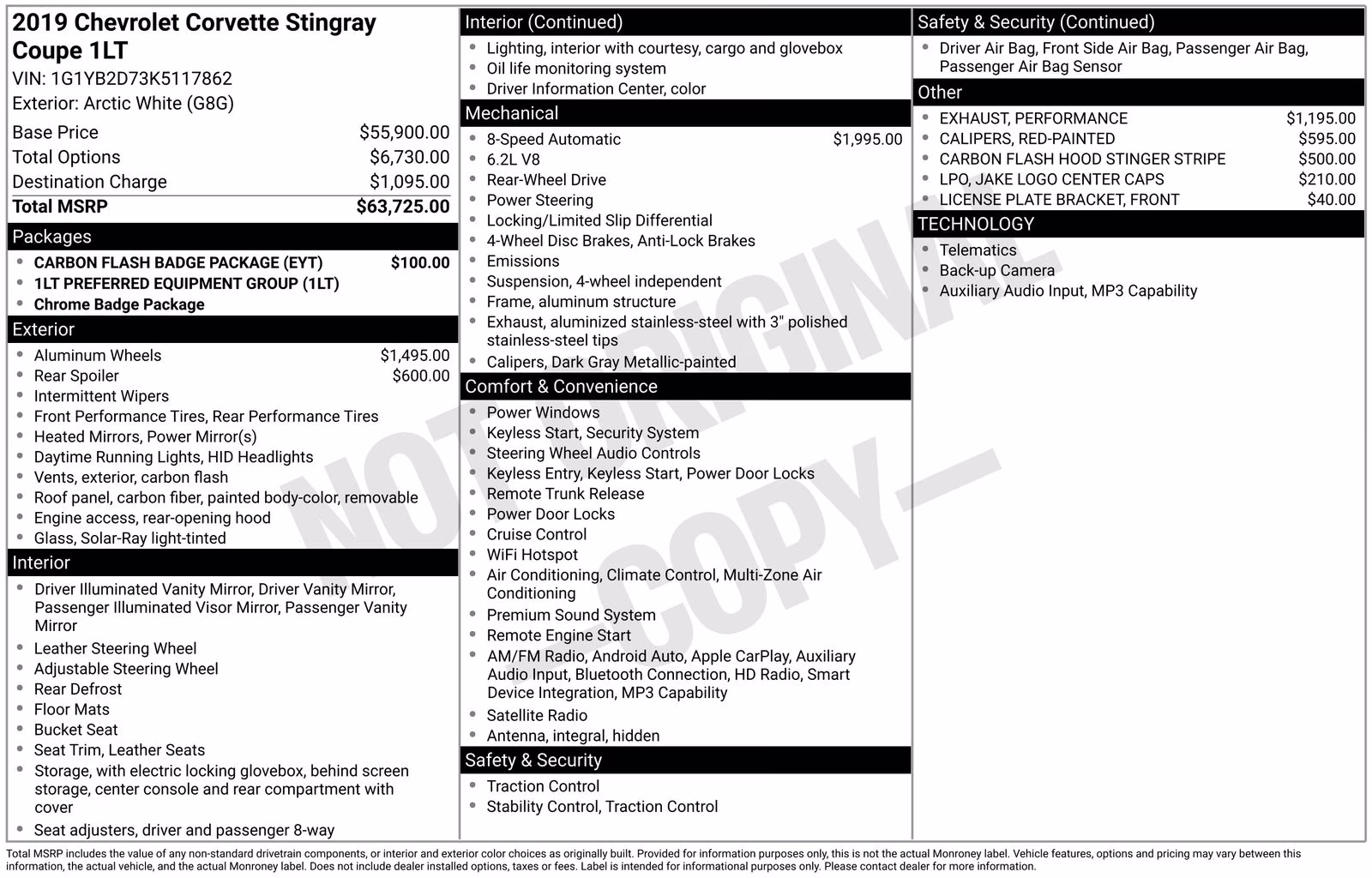 2019 Arctic White Chevrolet Corvette Stingray RWD Coupe