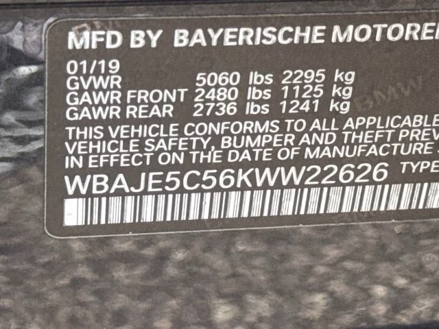 2019 Dark Graphite Metallic BMW 5 Series 540i RWD Sedan