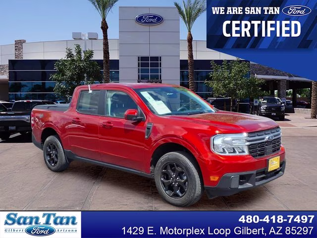2023 Hot Pepper Red Metallic Tinted Clearcoat Ford Maverick Lariat AWD Truck