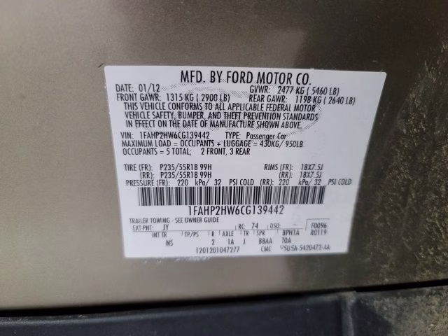 2012 Green Ford Taurus SEL AWD Sedan