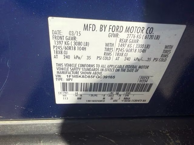 2015 Deep Impact Blue Metallic Ford Explorer XLT 4X4 SUV