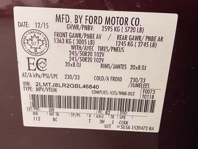 2016 Bronze Fire Metallic Tinted Clearcoat Lincoln MKX Reserve AWD SUV