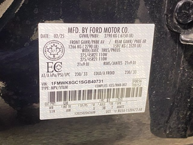 2025 Agate Black Metallic Ford Explorer ST 4X4 SUV