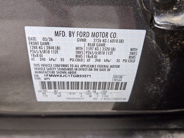 2026 Carbonized Gray Metallic Ford Explorer Tremor 4X4 SUV