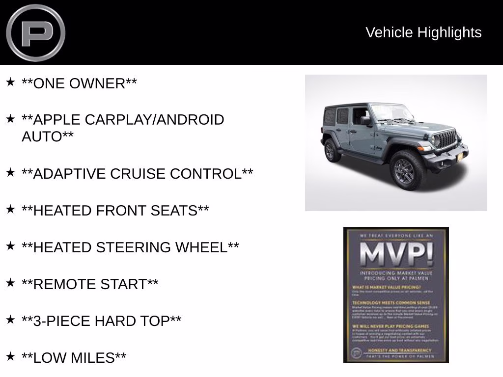 2025 Anvil Clear Coat Jeep Wrangler Sport S 4X4 SUV