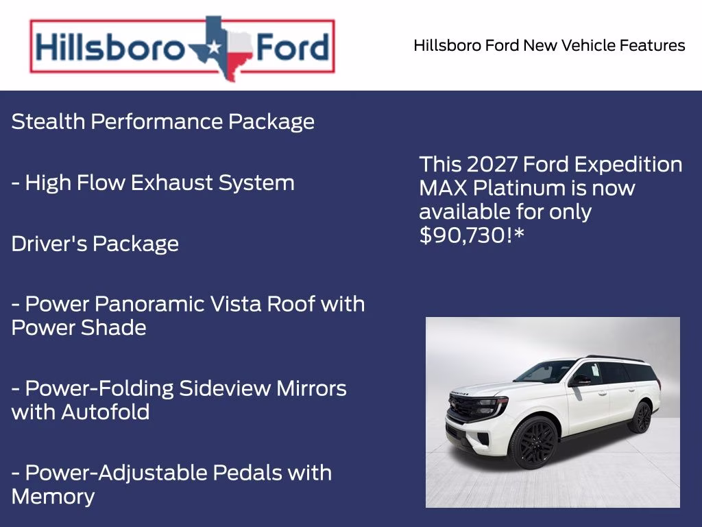 2027 Star White Metallic Tri-Coat Ford Expedition Max Platinum 4X4 SUV