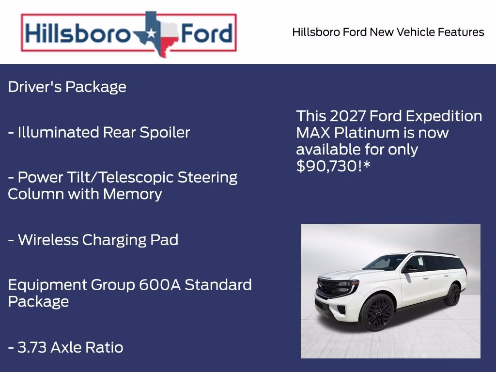 2027 Star White Metallic Tri-Coat Ford Expedition Max Platinum 4X4 SUV