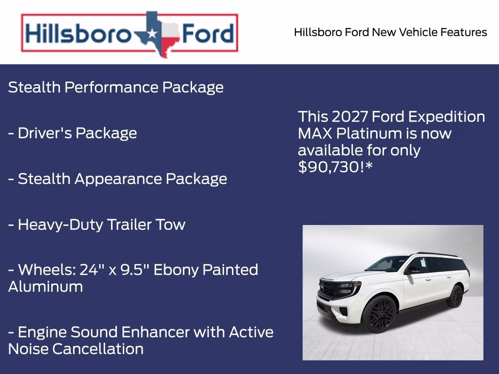 2027 Star White Metallic Tri-Coat Ford Expedition Max Platinum 4X4 SUV