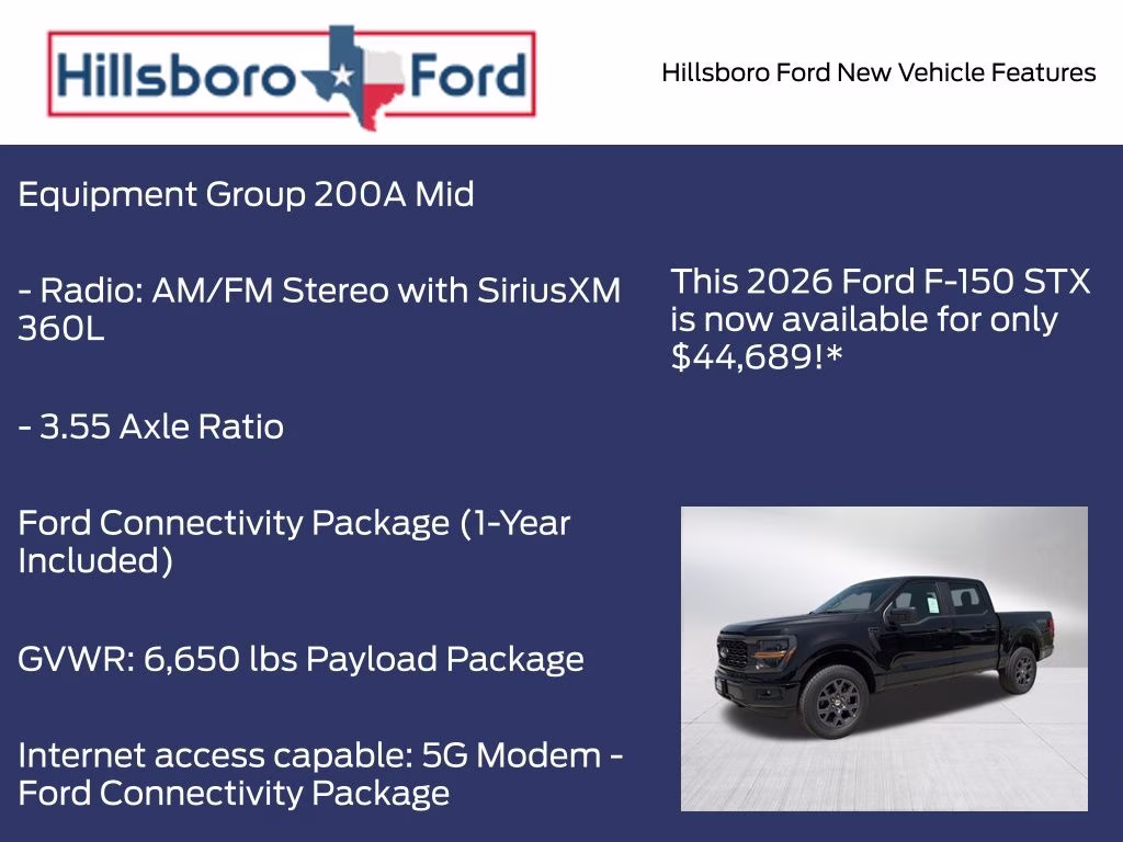 2026 Agate Black Metallic Ford F-150 STX 4X4 Truck