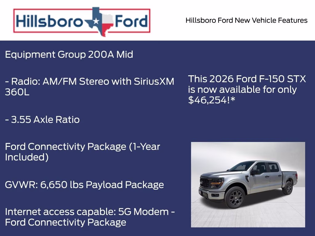 2026 Iconic Silver Metallic Ford F-150 STX 4X4 Truck