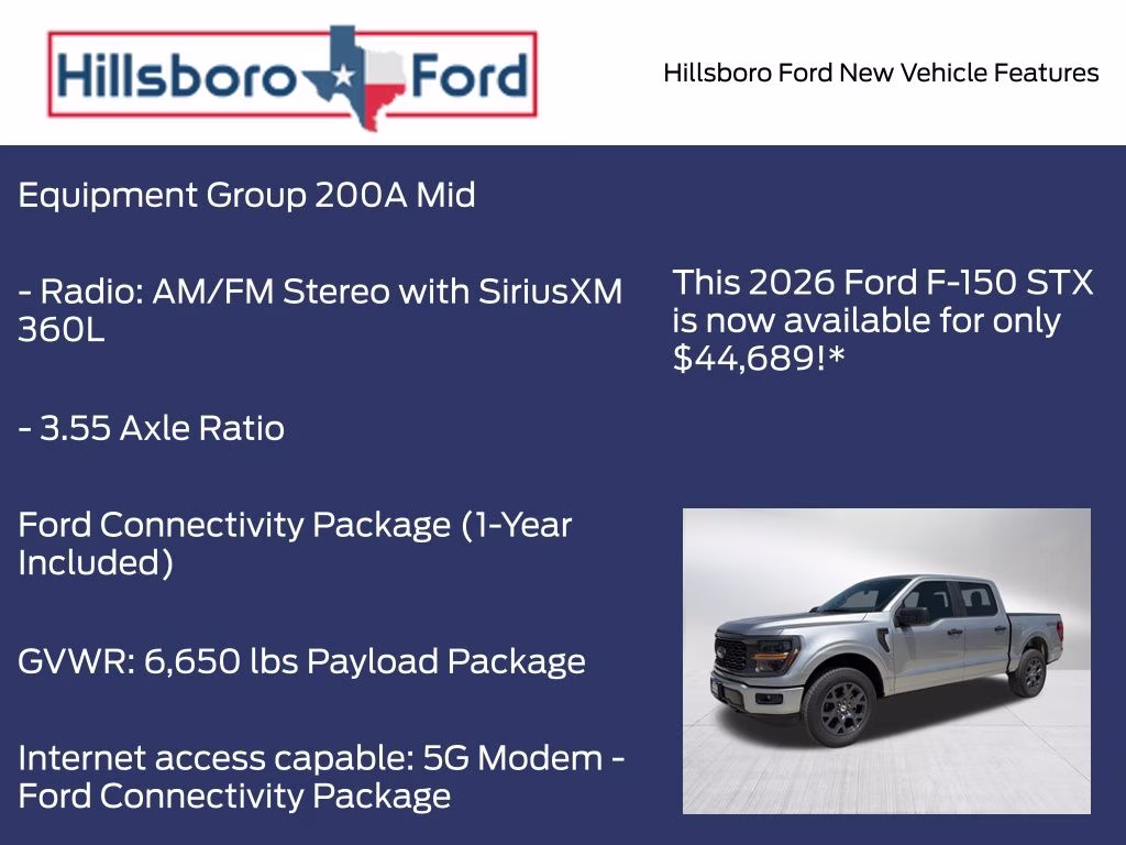 2026 Iconic Silver Metallic Ford F-150 STX 4X4 Truck