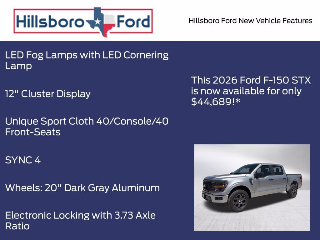 2026 Iconic Silver Metallic Ford F-150 STX 4X4 Truck