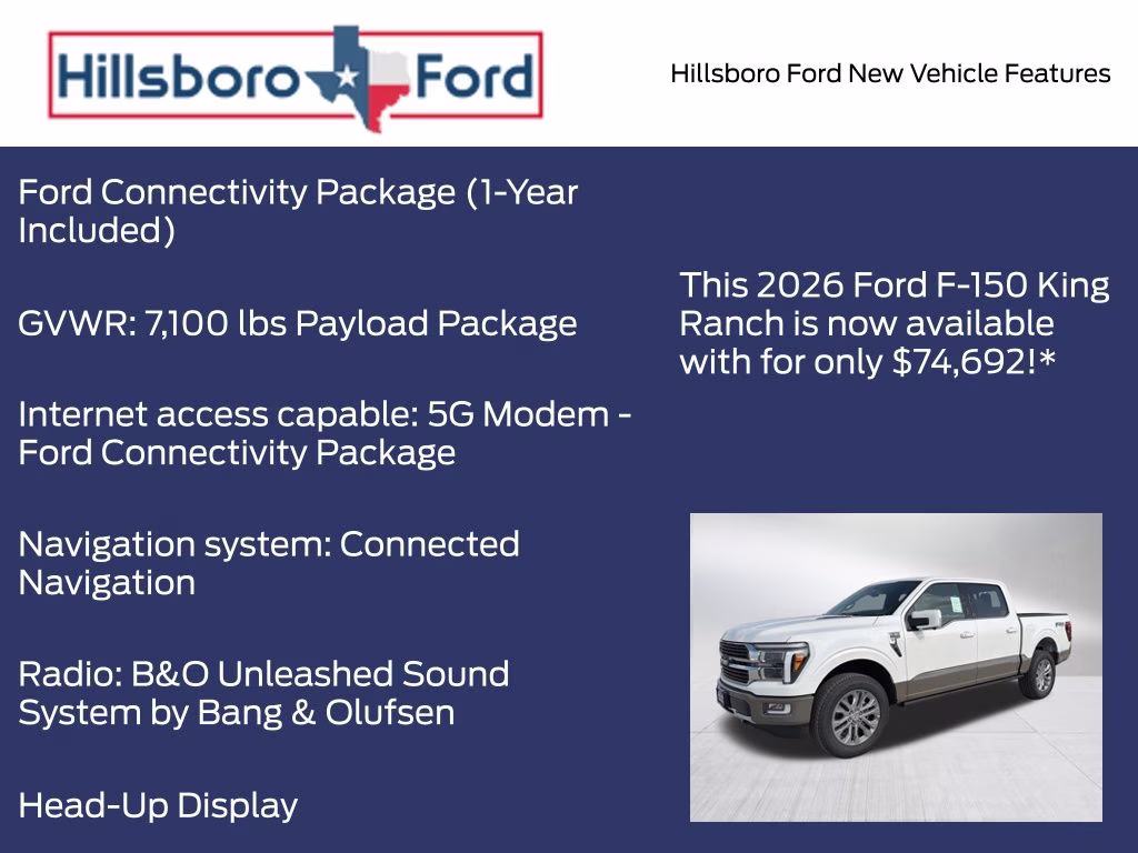 2026 Star White Metallic Tri-Coat Ford F-150 King Ranch 4X4 Truck
