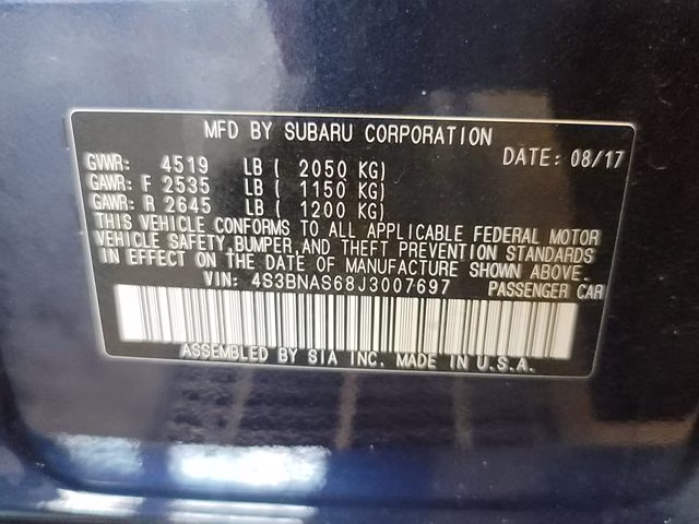 2018 Dark Blue Pearl Subaru Legacy 2.5i AWD Sedan