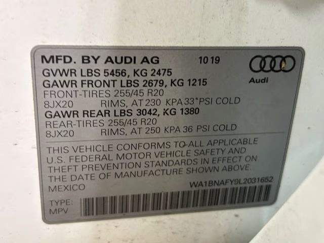 2020 Ibis White Audi Q5 45 Premium Plus AWD SUV